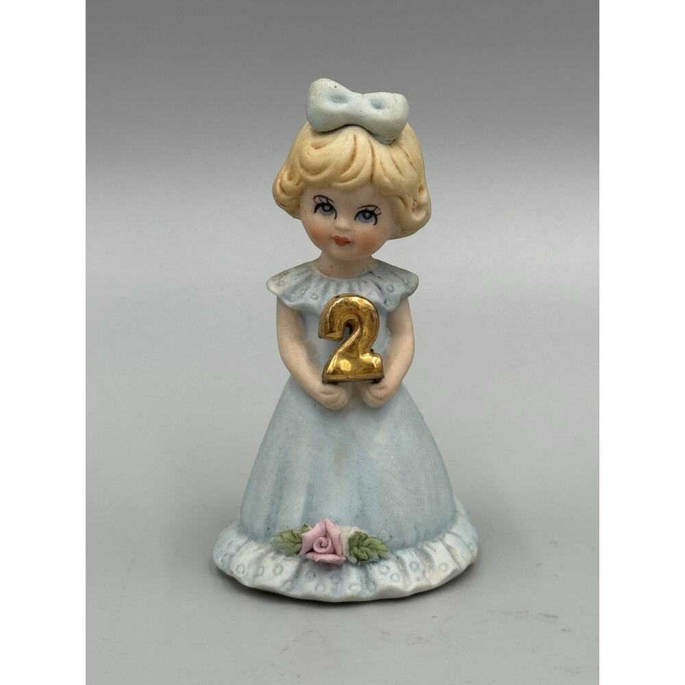 Vintage Enesco Growing Up Blonde Girl Figurine 2nd Birthday 3” Tall